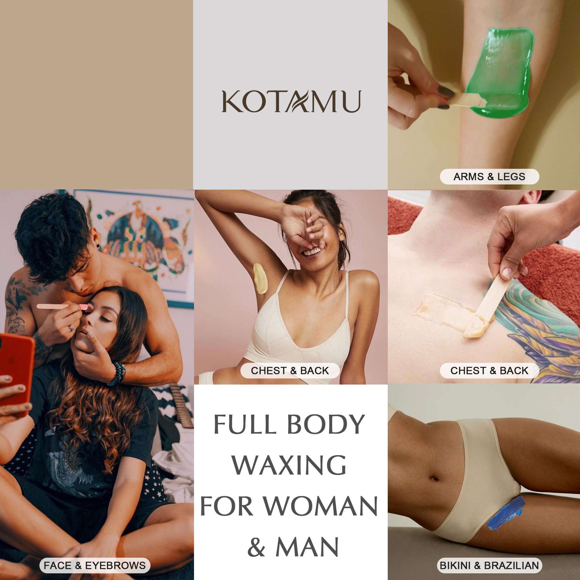 KOTAMU leg waxing in progress illustrating efficient coverage