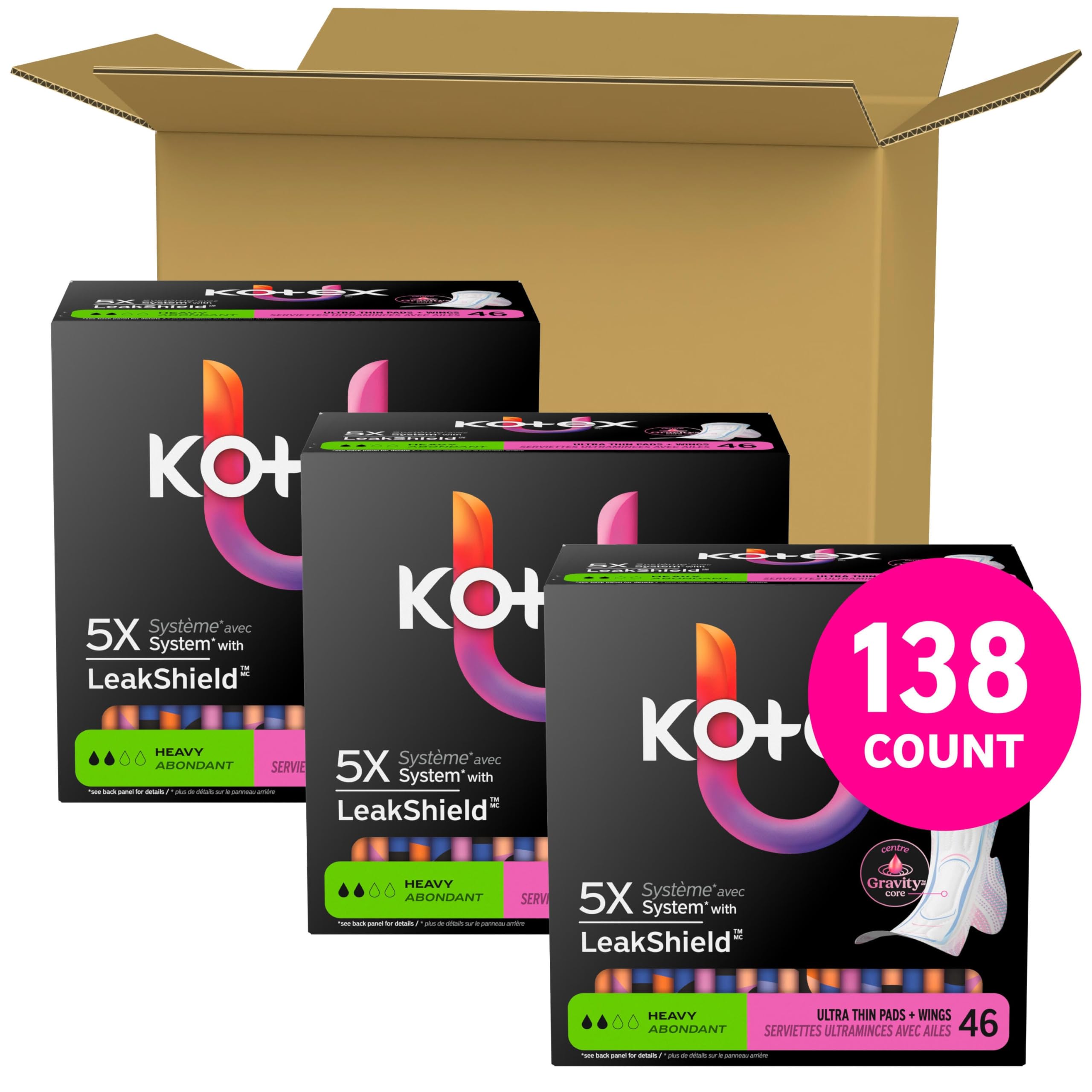 Kotex close-up del Gravity Core que mantiene la sensación de sequedad