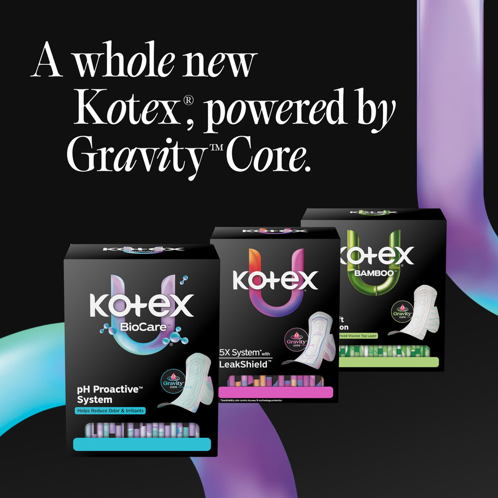 Kotex compresa usada bajo ropa diaria para discreción y protección