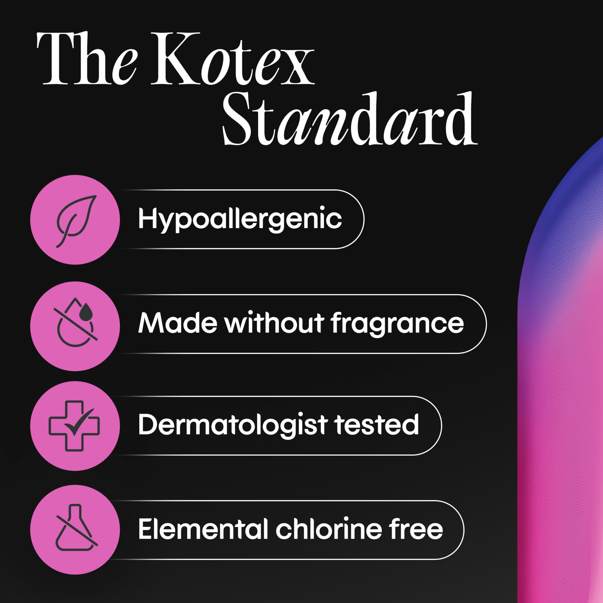 Kotex mujer en movimiento con compresa para seguridad activa