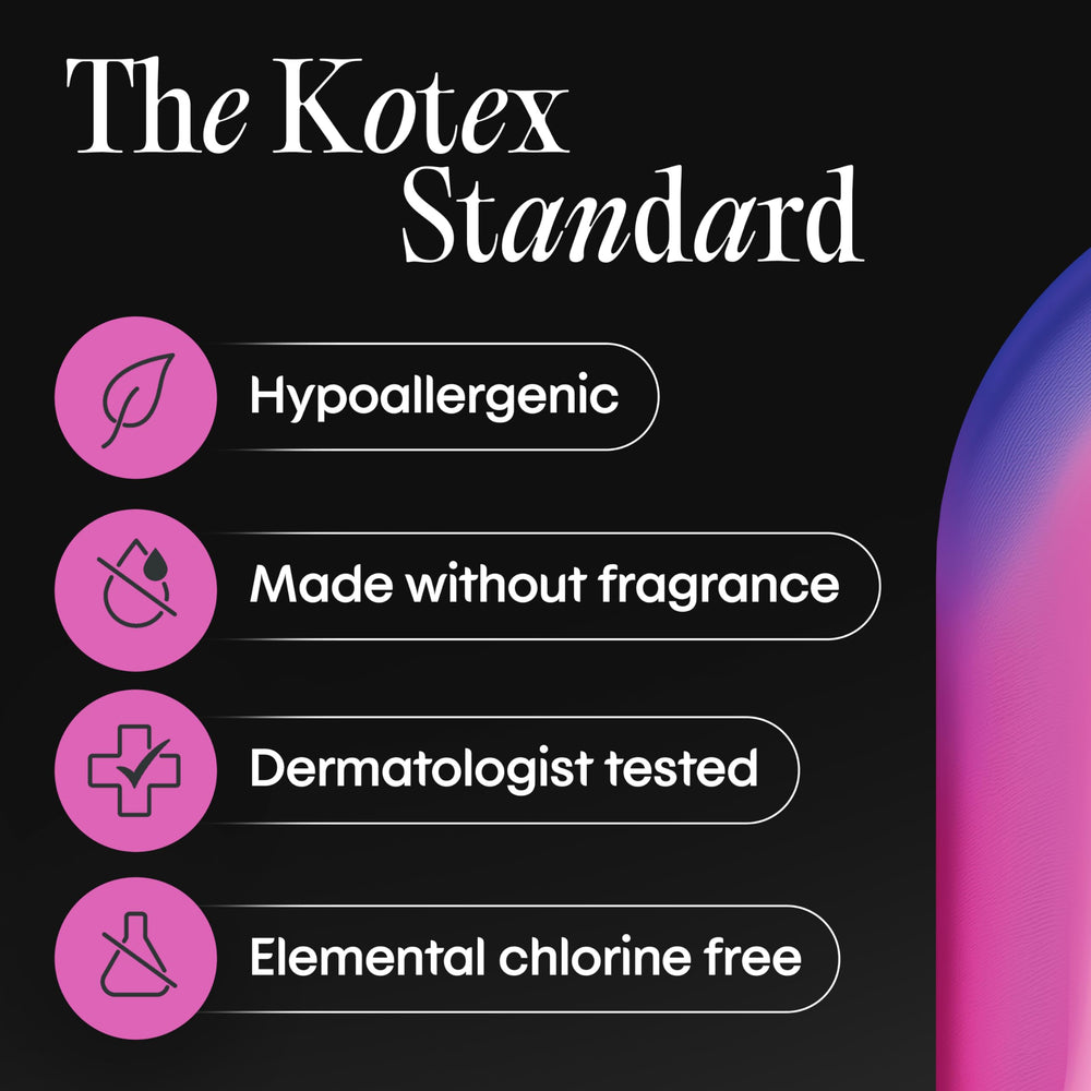 Kotex mujer en movimiento con compresa para seguridad activa