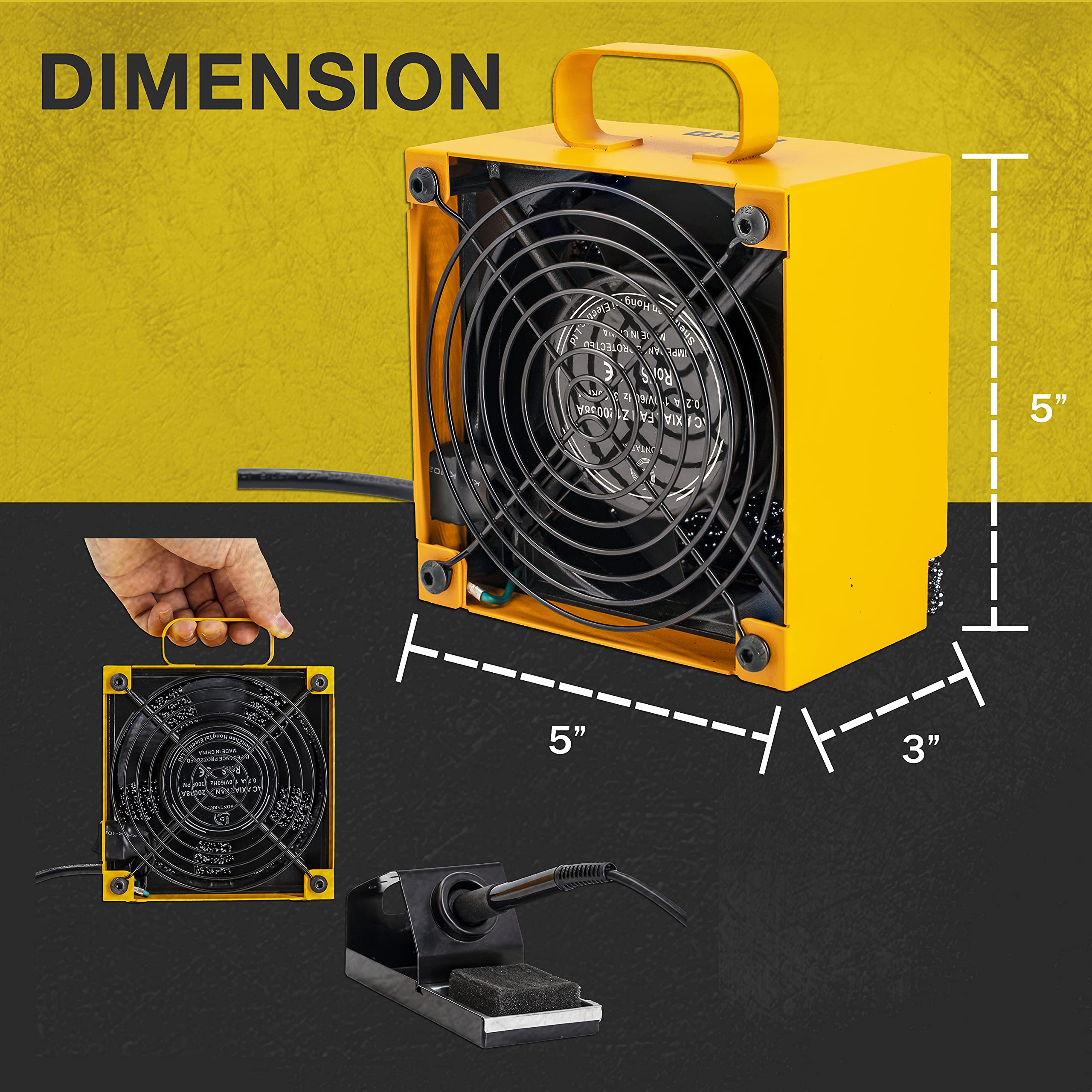 KOTTO detalle del ventilador interno, succión potente con bajo ruido
