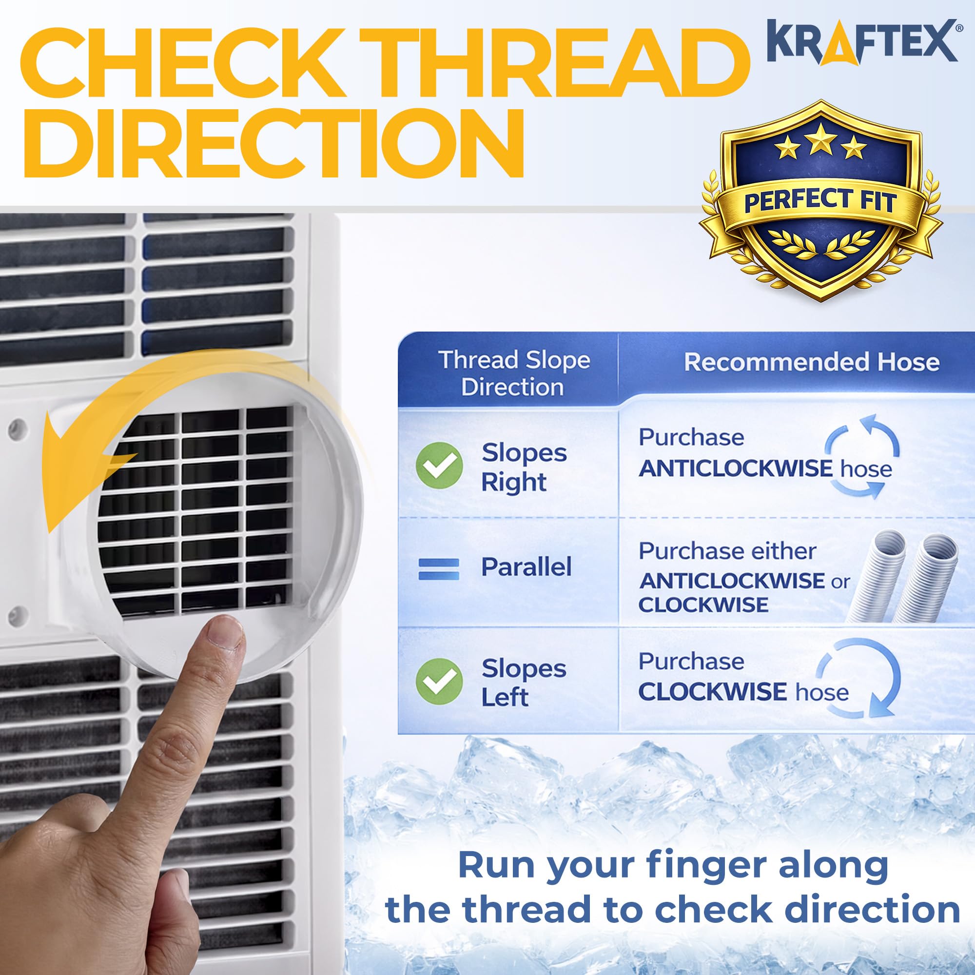 Manguera Kraftex totalmente extendida a 80 pulgadas para mayor alcance en instalaciones