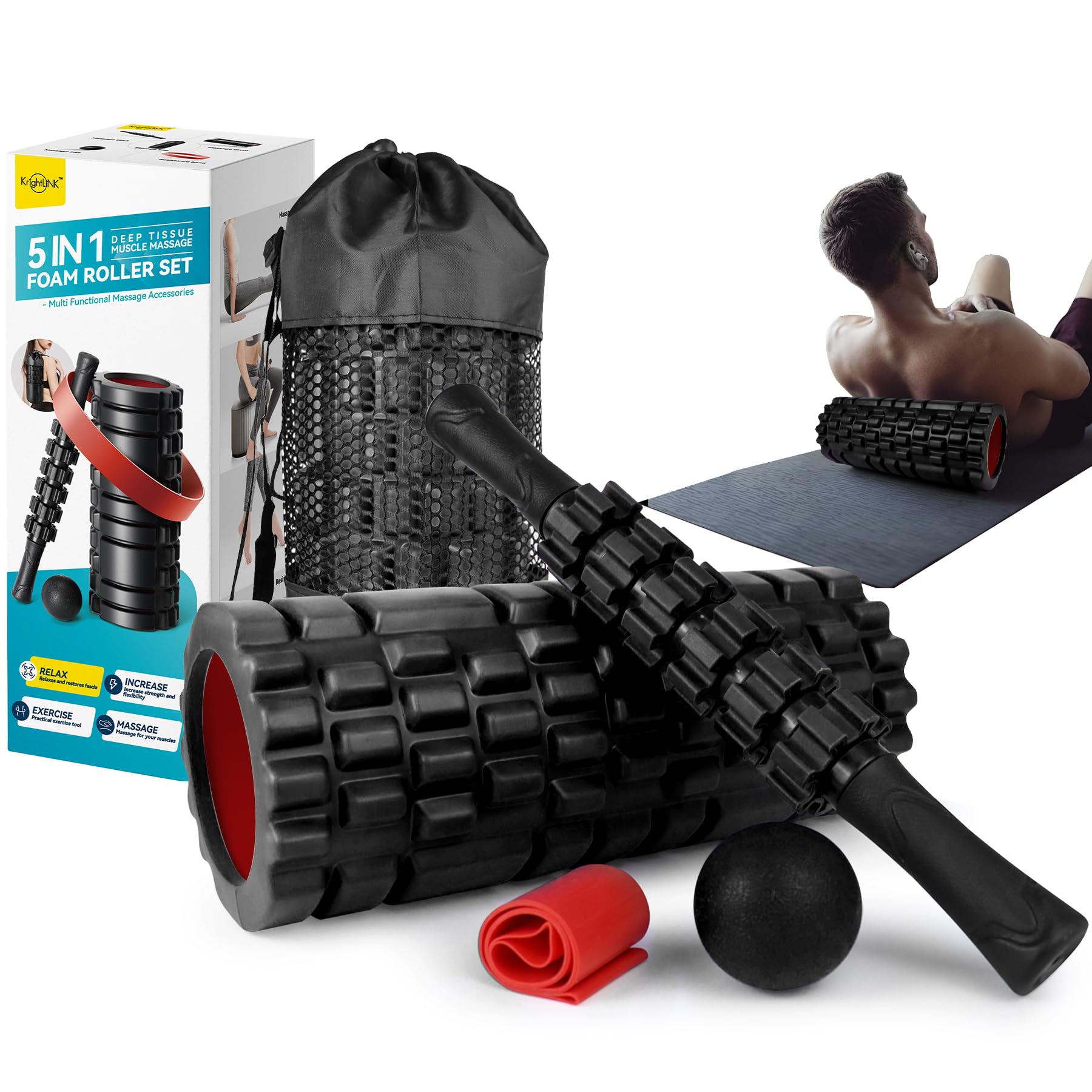 Krightlink front packaging showing full 5-in-1 recovery kit benefits