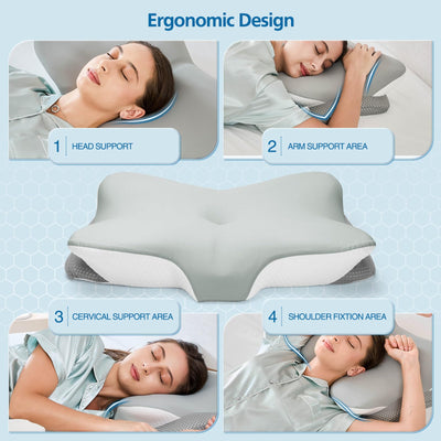 Krightlink pillow in bed lifestyle setting promoting restful sleep
