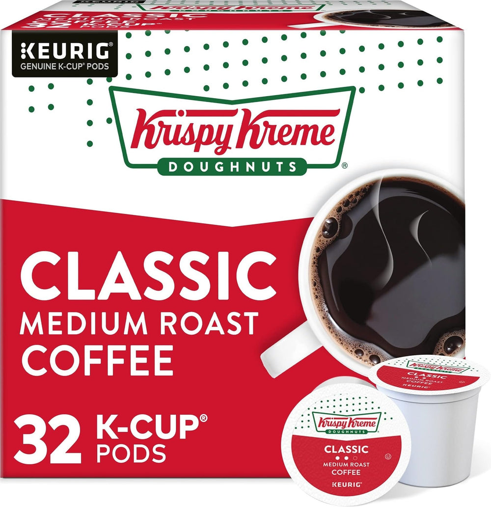 Krispy Kreme front packaging showing 32-count box and branding