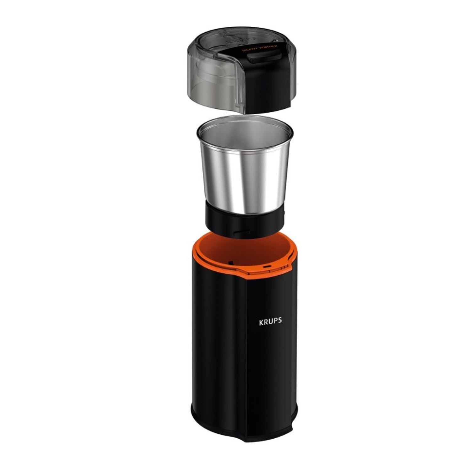 KRUPS Silent Vortex detalle del cuenco de acero inoxidable, fácil limpieza
