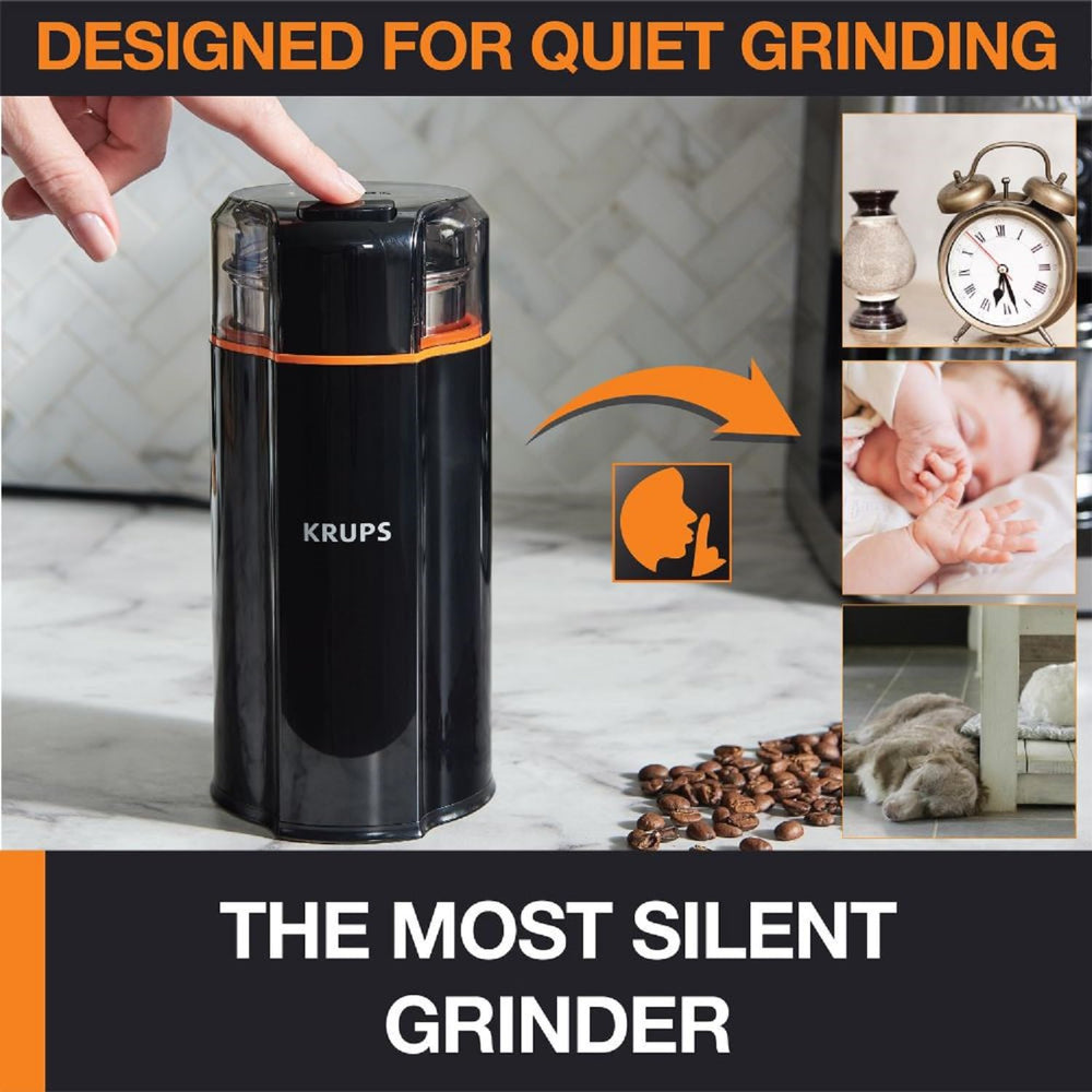 KRUPS Silent Vortex moliendo especias frescas, versatilidad culinaria inmediata