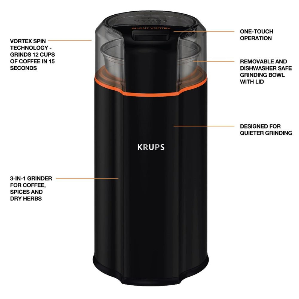 KRUPS Silent Vortex integrado en cocina moderna, diseño elegante negro