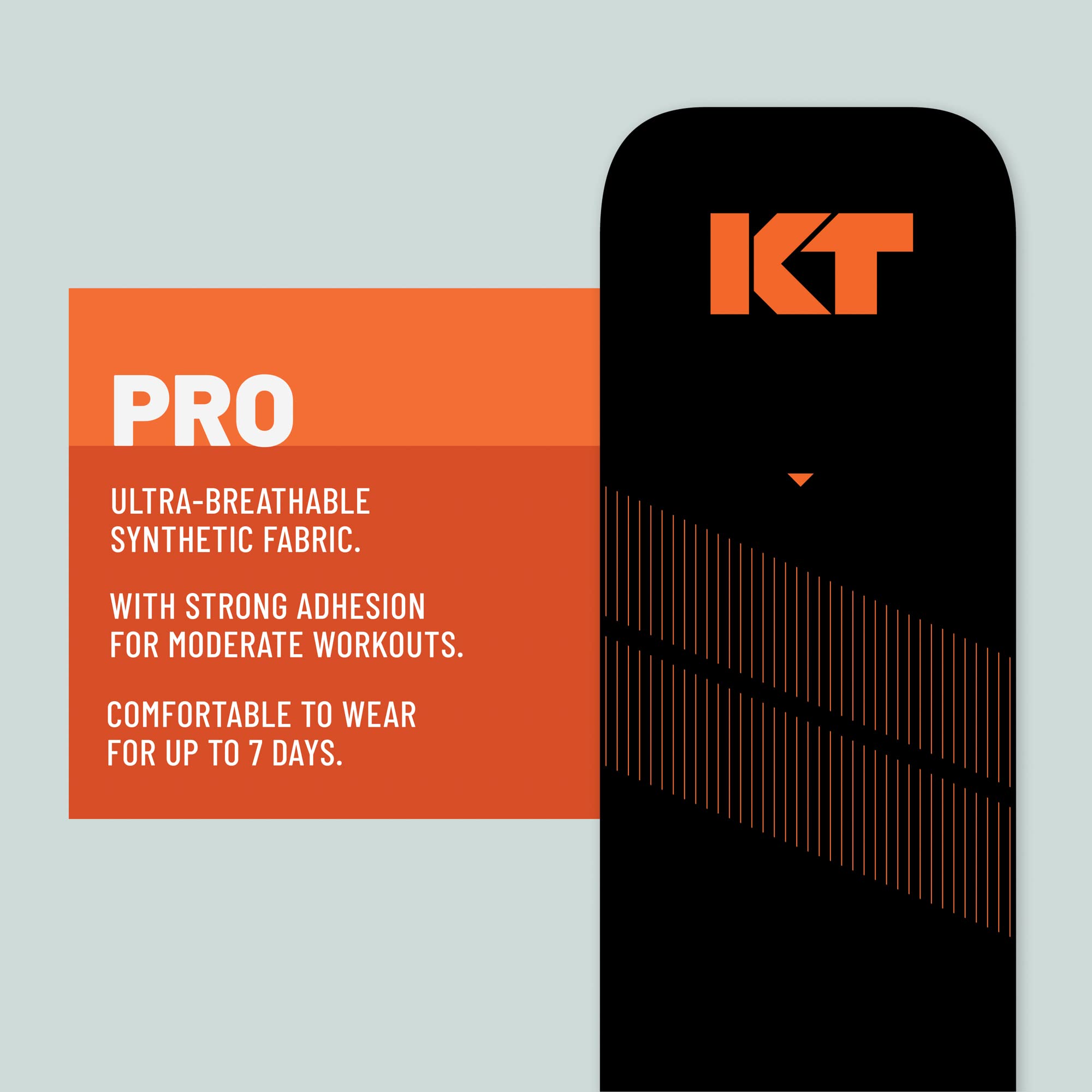 KT Tape Pro aplicada en rodilla ilustrando soporte durante movimiento