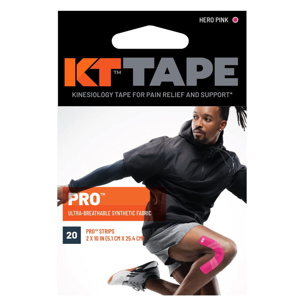 KT Tape Pro etiqueta y detalles indicando hipoalergénico y libre de látex