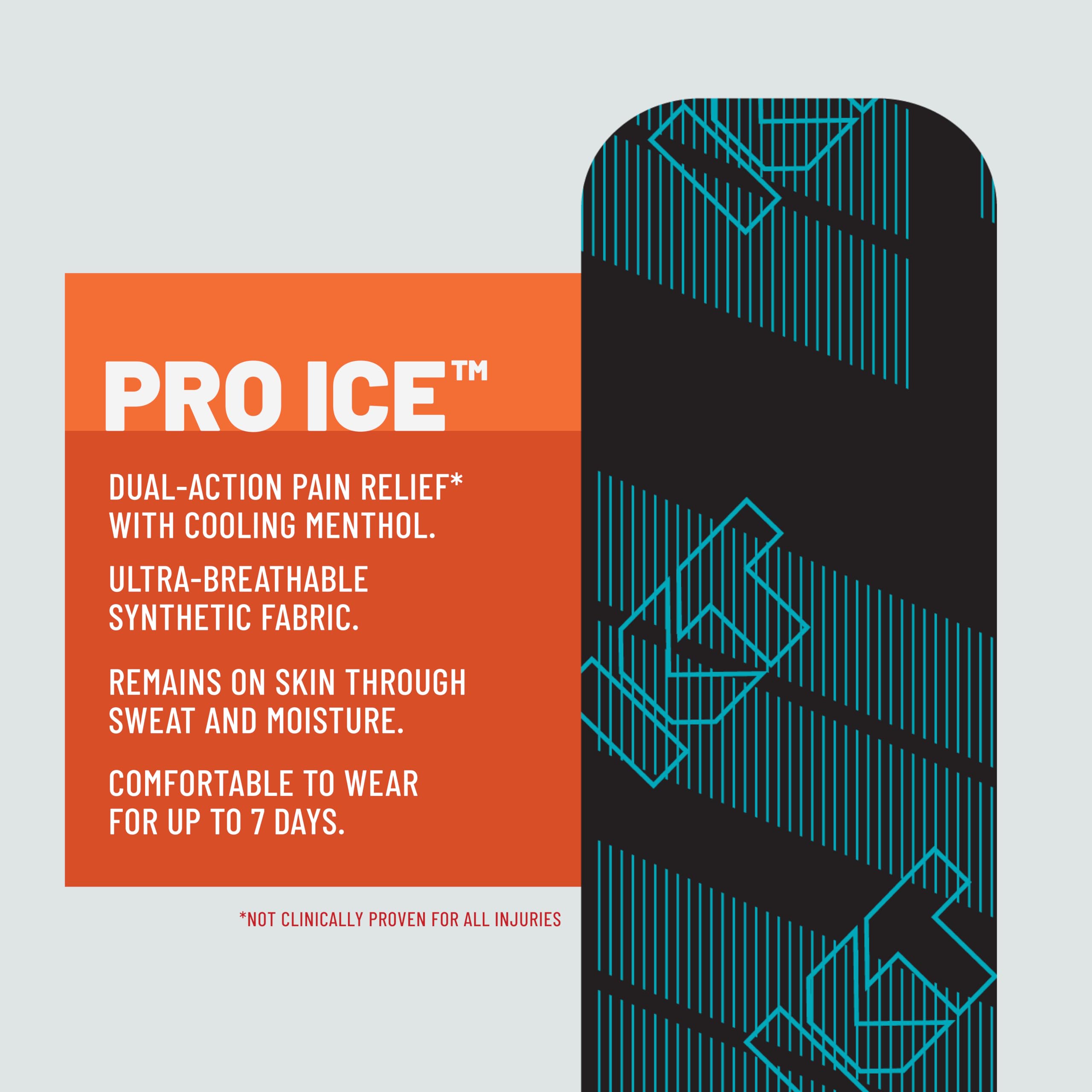 KT Tape Pro Ice comparación de tamaño con una mano para ver la longitud de la tira de 10 pulgadas