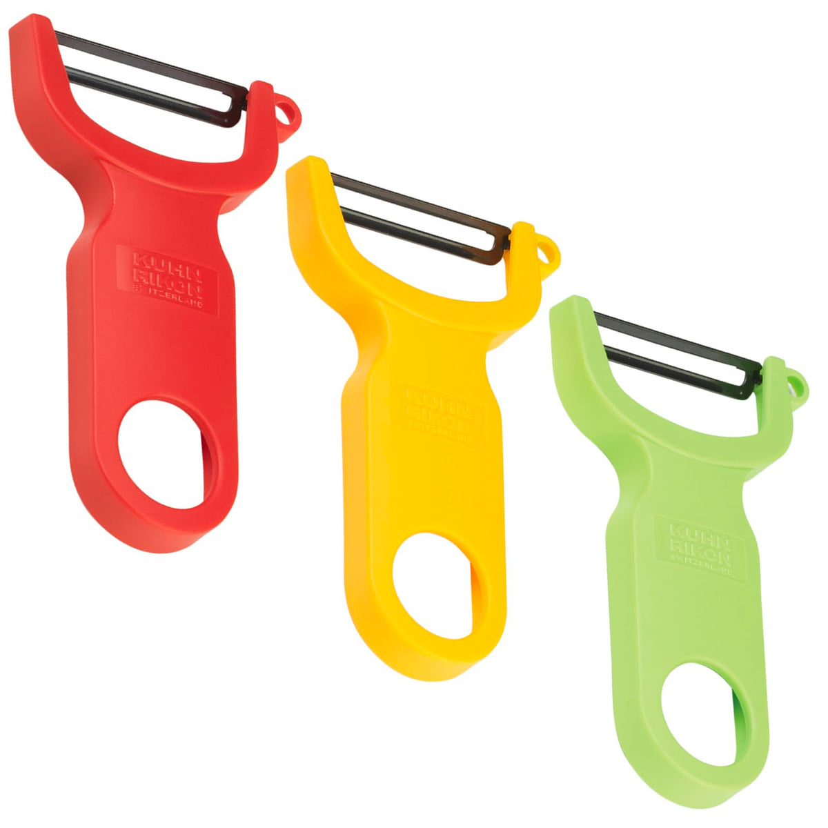 KUHN RIKON peladores pack frontal colorido y organizado, facilita identificación