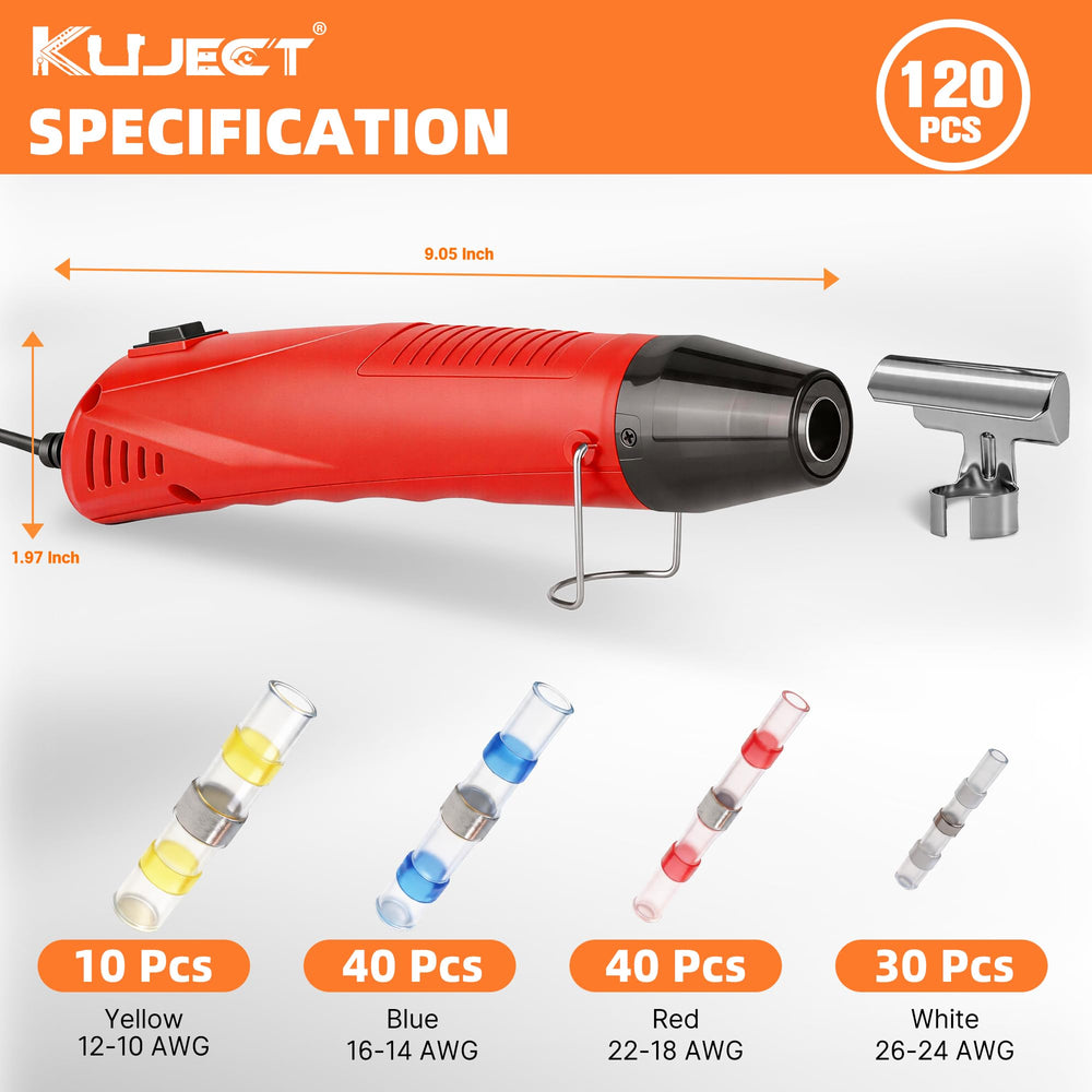 Kuject etiqueta con certificaciones ROHS UL CE y accesorios incluidos en el kit