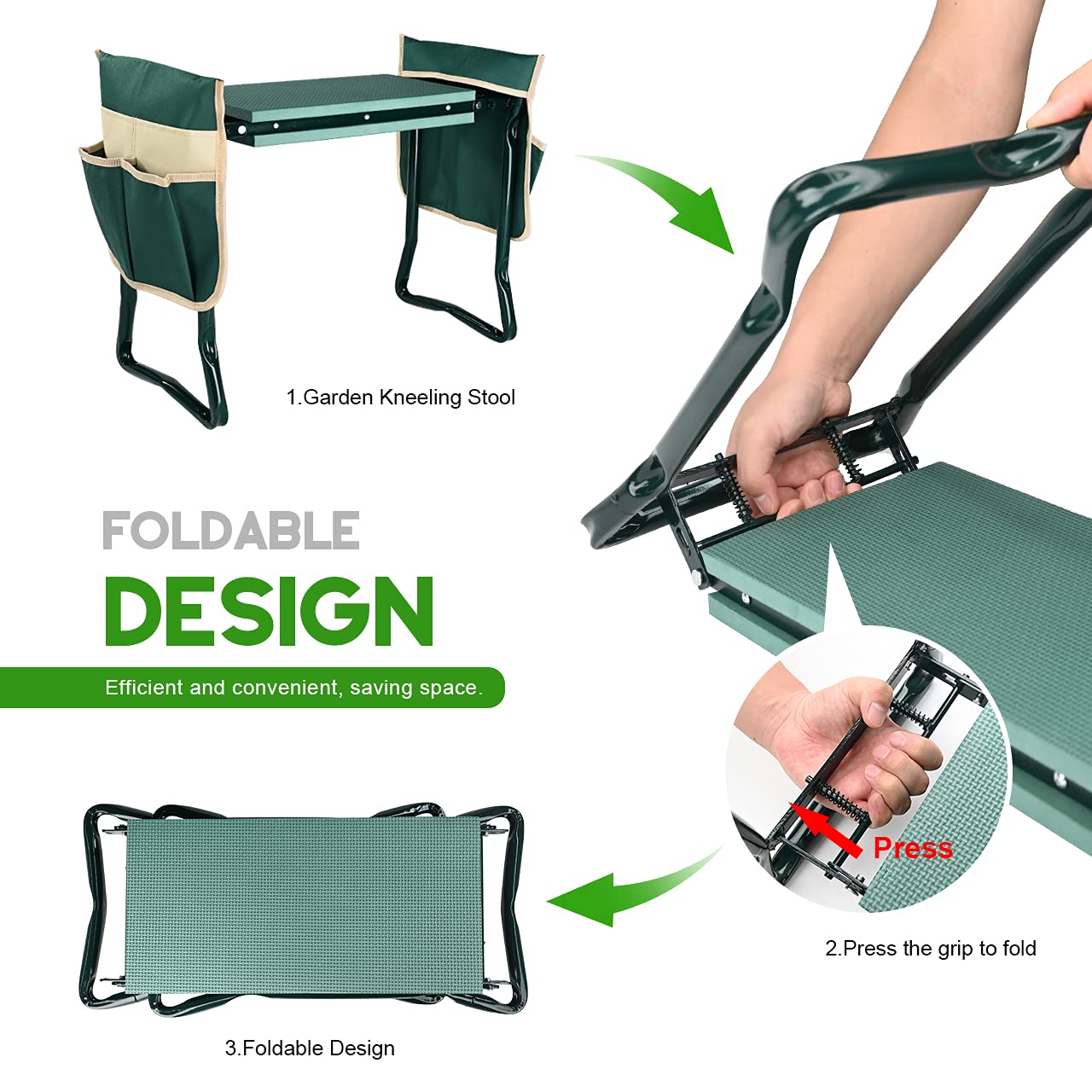 KVR asiento plegado compacto fácil de guardar y llevar