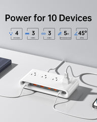 KWRNVO primer plano de puertos USB-C y USB-A, carga rápida y múltiple