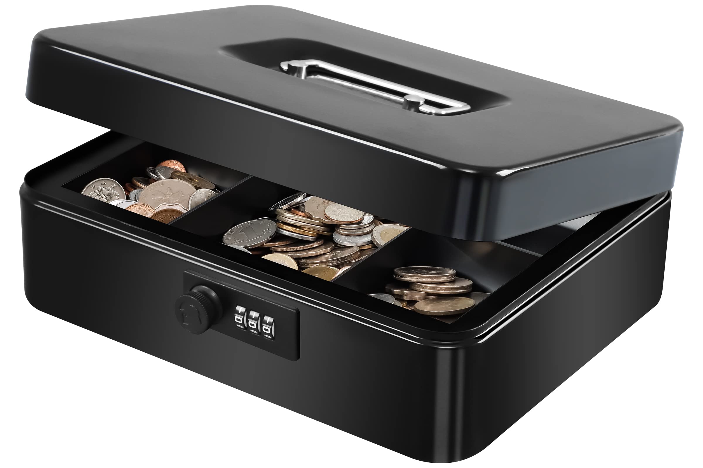 KYODOLED contenido organizado con billetes y monedas para control rápido