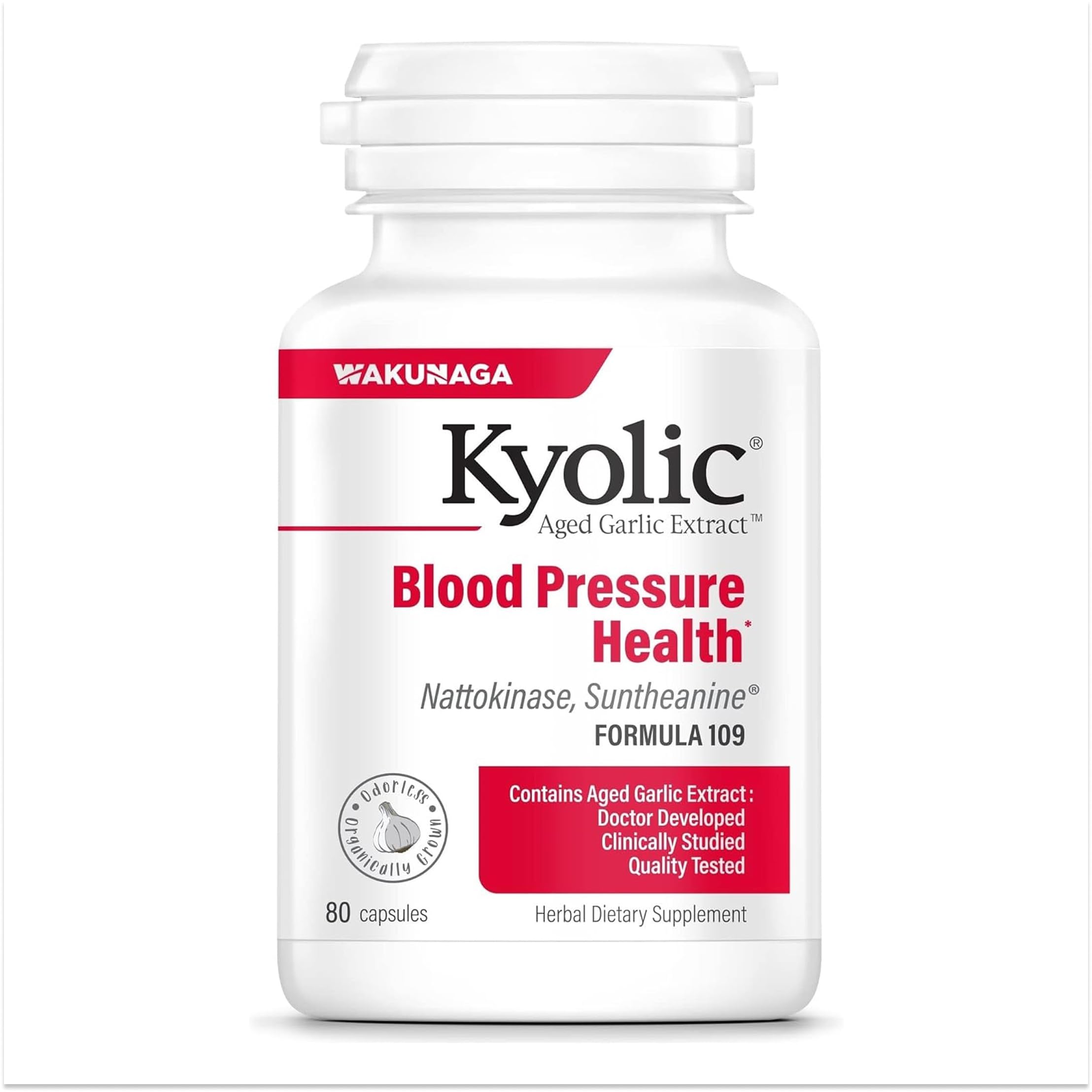Kyolic frente del producto mostrando envase y marca, beneficio: confianza