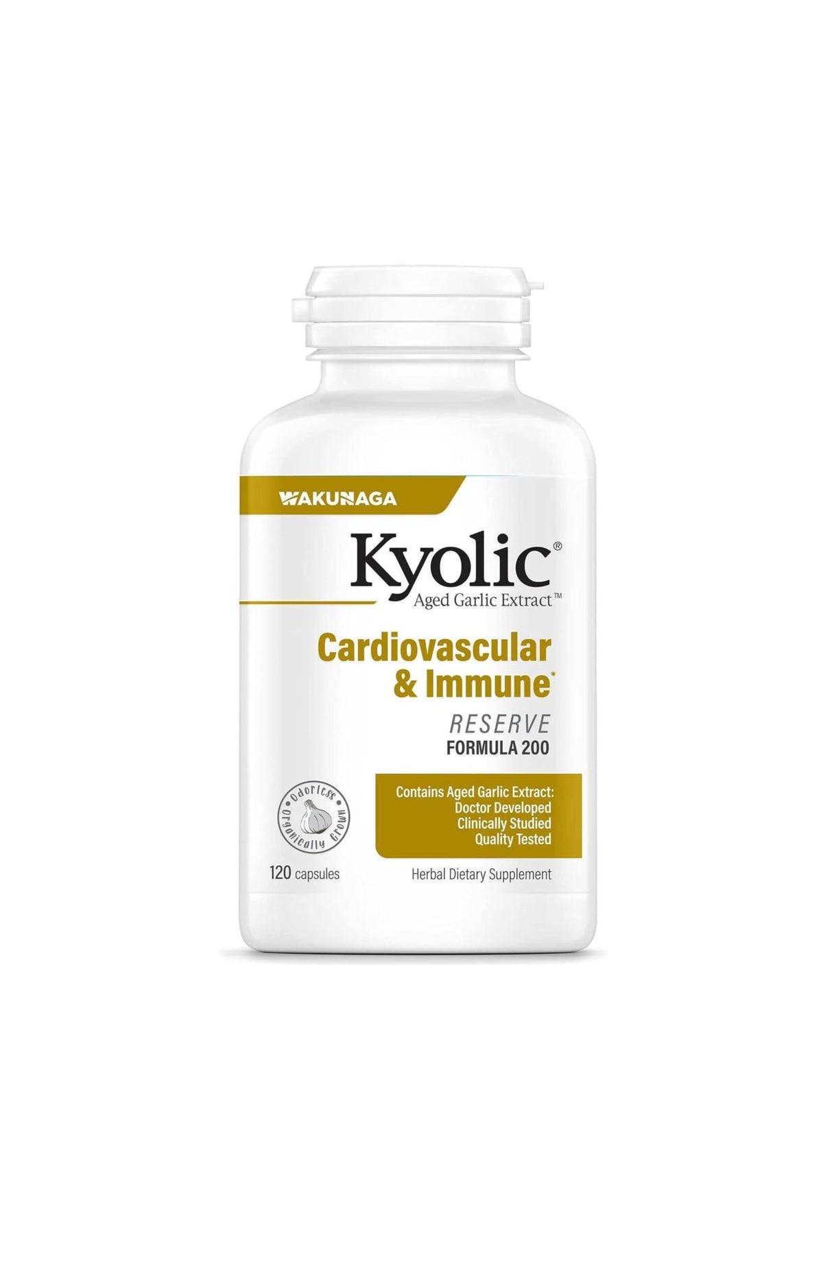 Kyolic envase frontal con etiqueta clara y fácil identificación