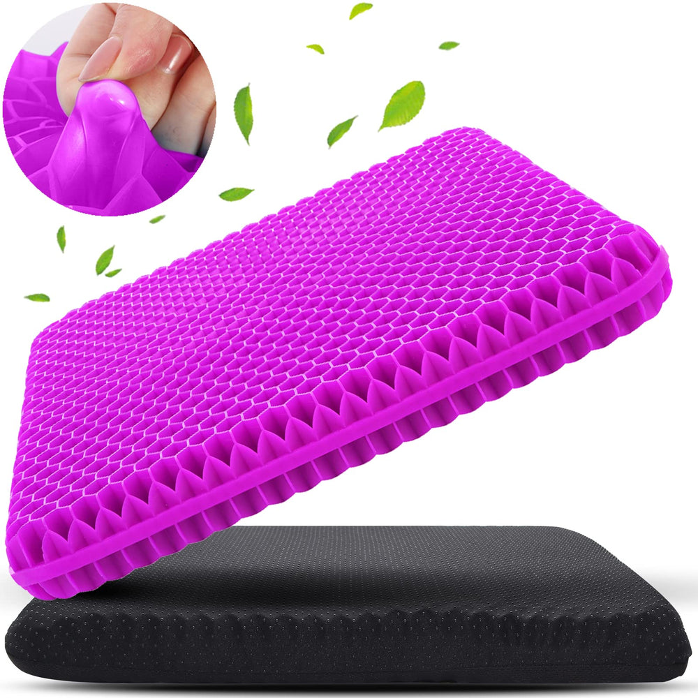 KYSMOTIC front view of gel seat cushion showing large size and cover — improved comfort