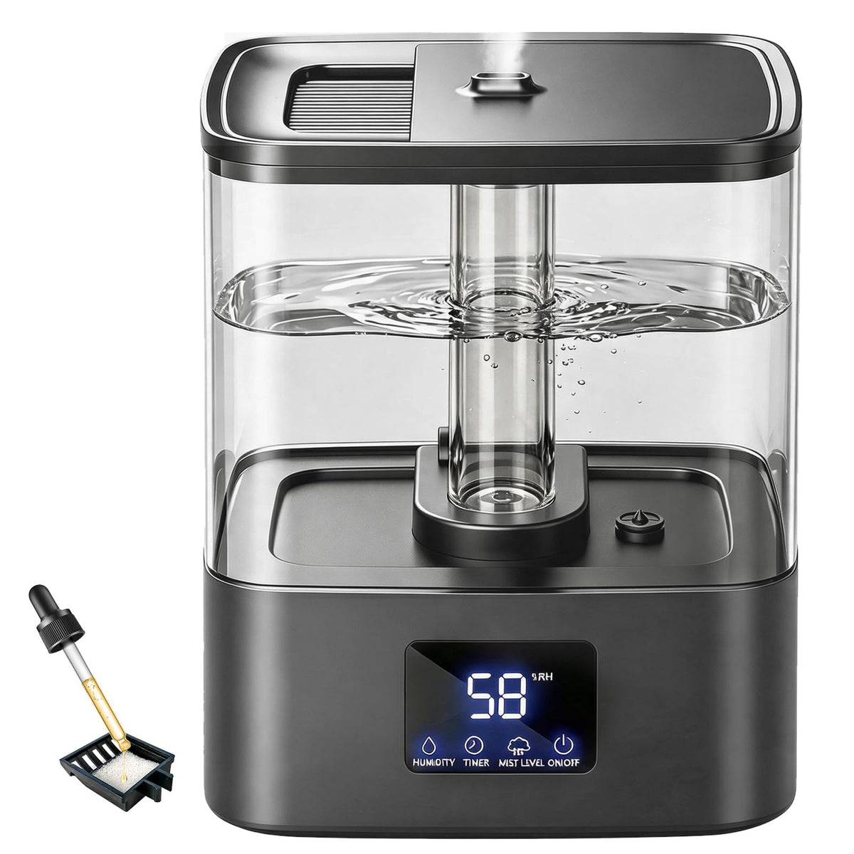 KZF vista frontal del humidificador 4L con diseño elegante y control accesible