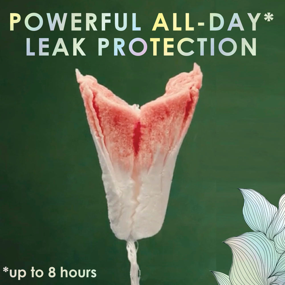 L. tampons in a bag ready for daily carry and on-the-go convenience
