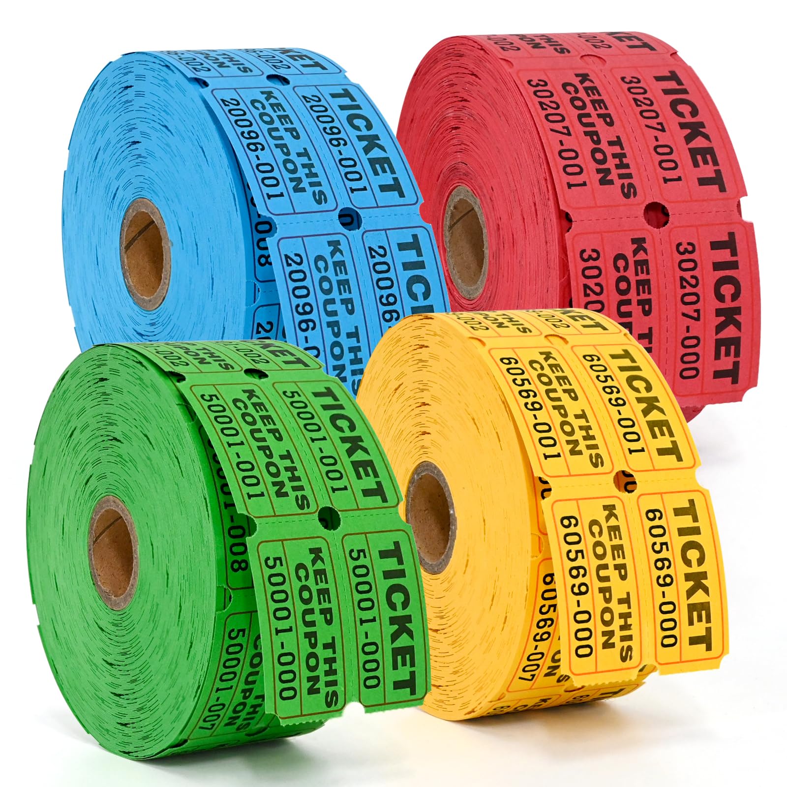 L LIKED paquete frontal de rollos de boletos muestra cantidad y colores