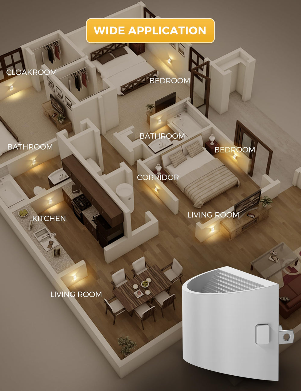 L LOHAS LED en dormitorio creando ambiente cálido y bajo consumo