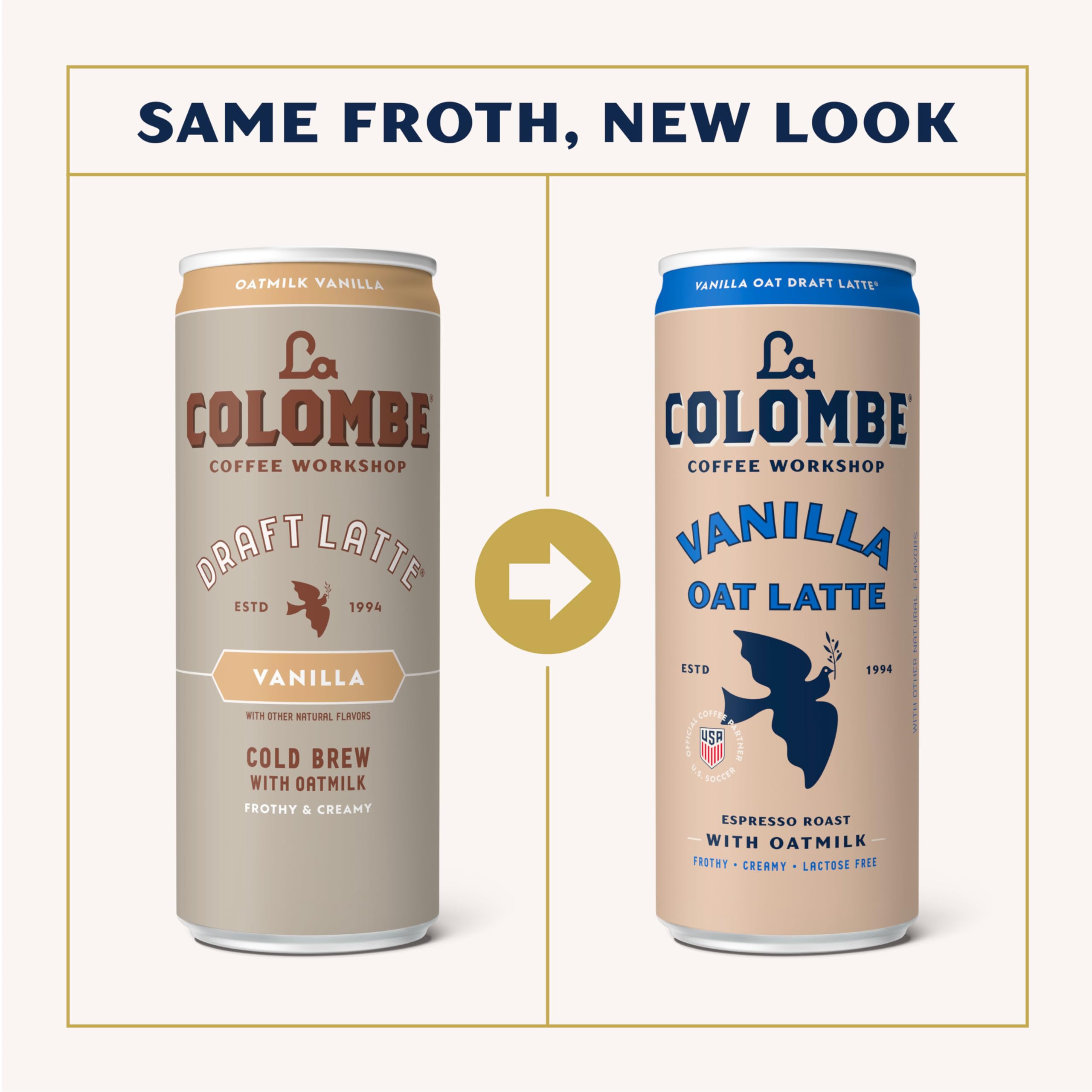 La Colombe primer plano de espuma cremosa destacando textura aireada