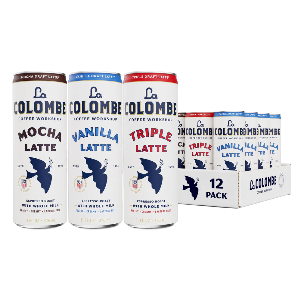 La Colombe lata frontal mostrando diseño y conveniencia
