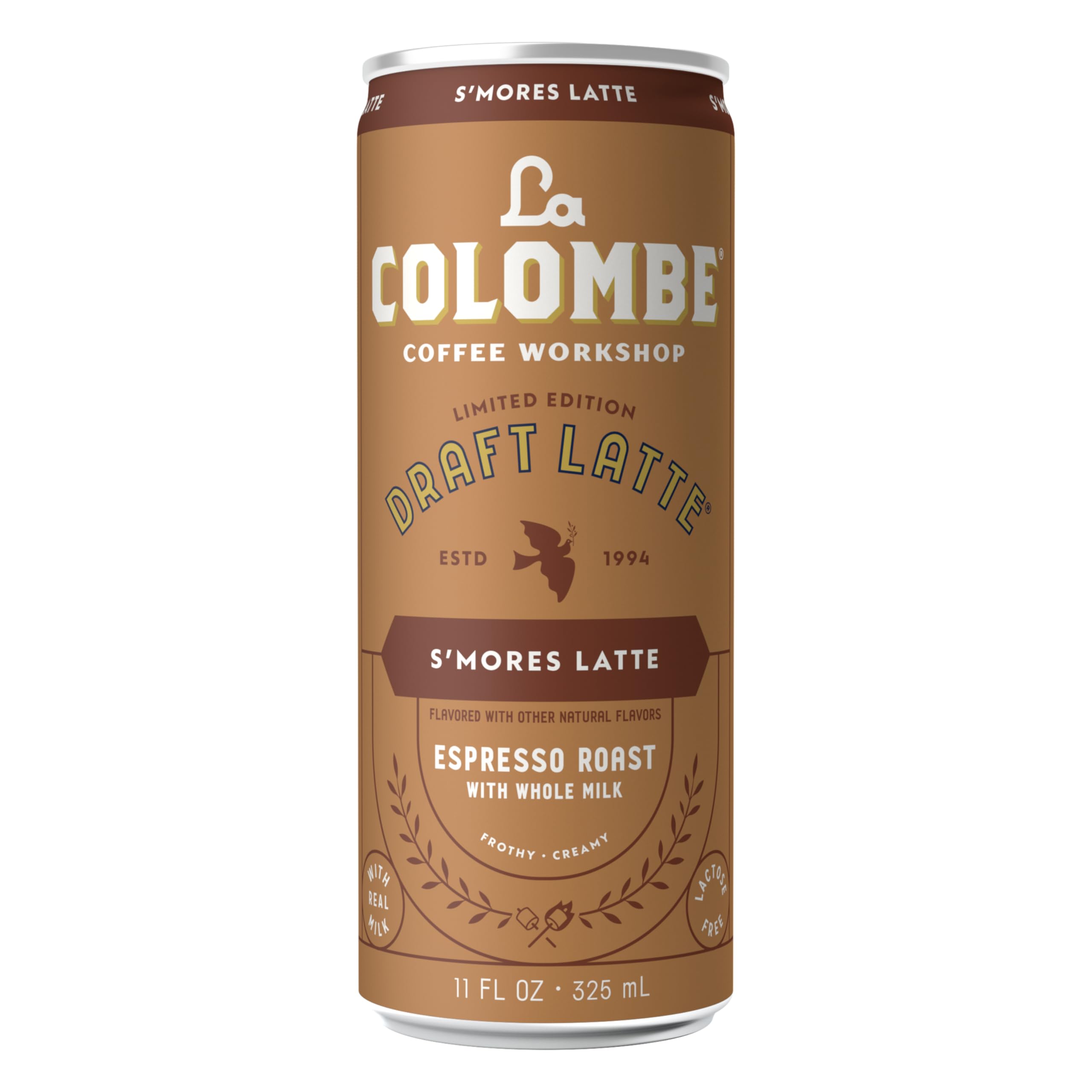 La Colombe vaso con hielo y S'mores Latte listo para disfrutar frío