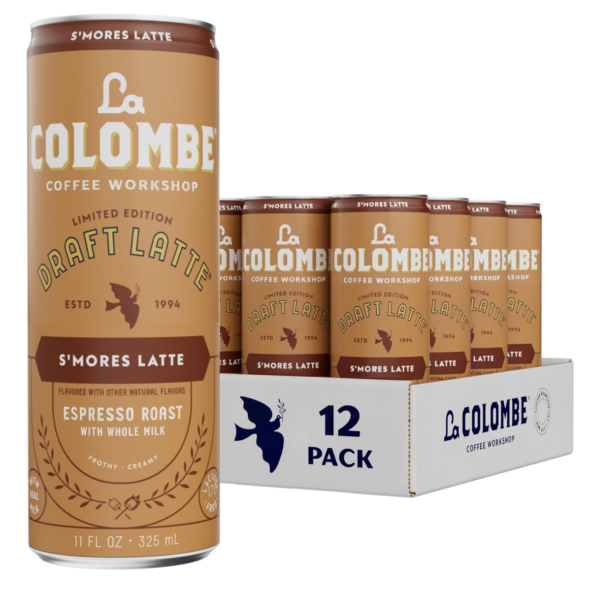 La Colombe lata frontal con etiqueta y sabor S'mores beneficios visuales