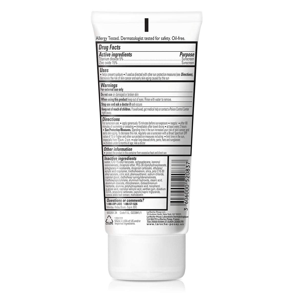 La Roche-Posay textura de la loción, acabado suave y no graso