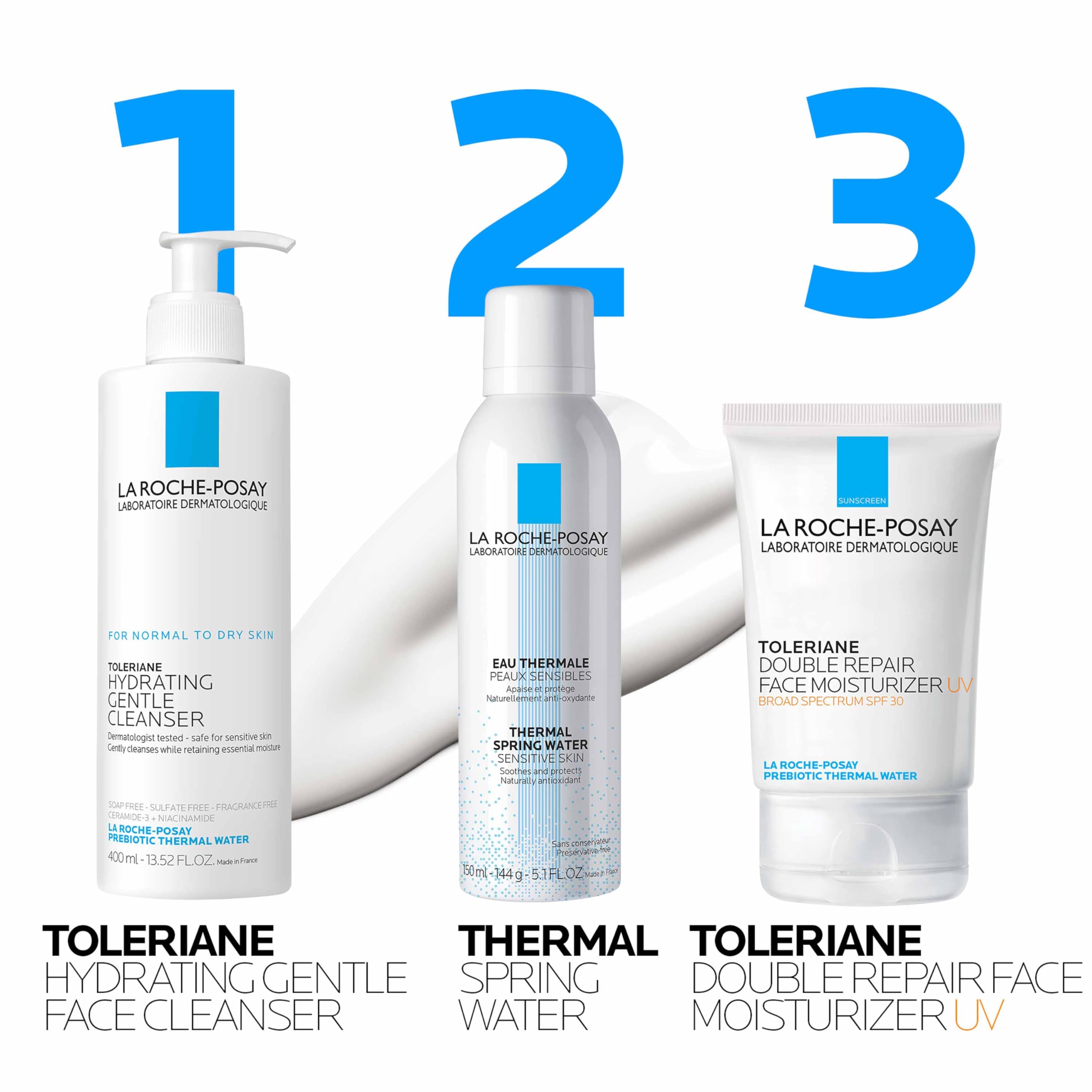 La Roche-Posay tubo 3.38oz junto a objetos para referencia de tamaño