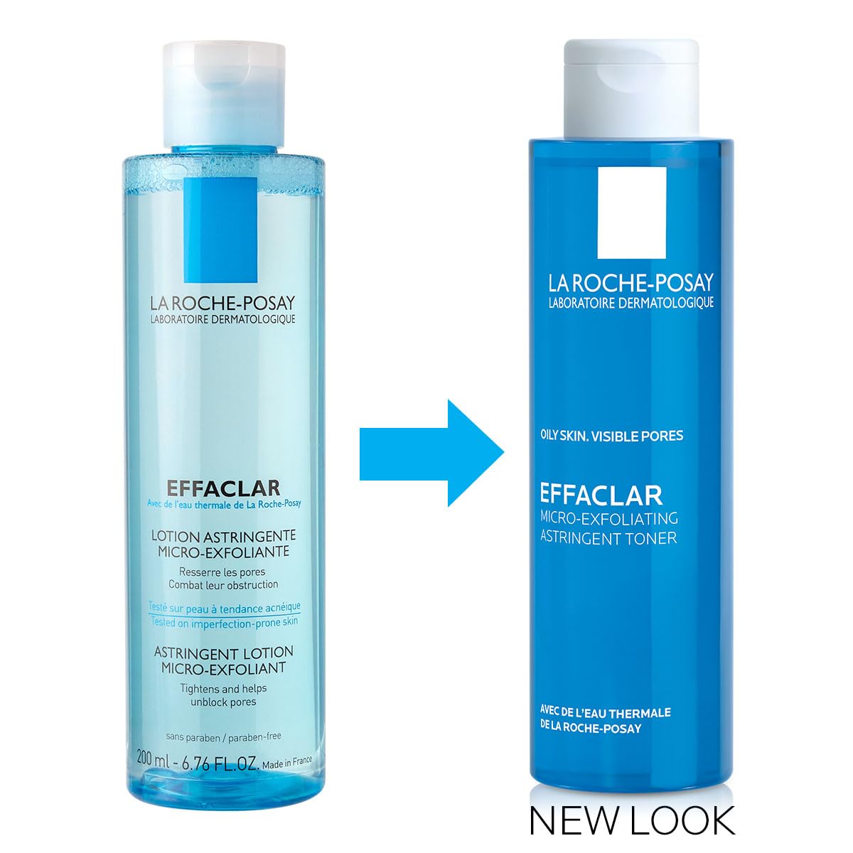 La Roche-Posay Effaclar comparativa de tamaño de 200 ml para referencia