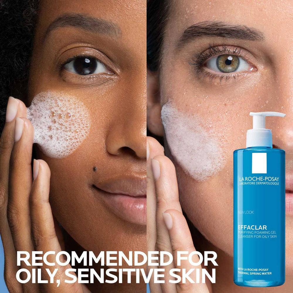 La Roche-Posay textura gel clara demostrando espuma ligera y frescura