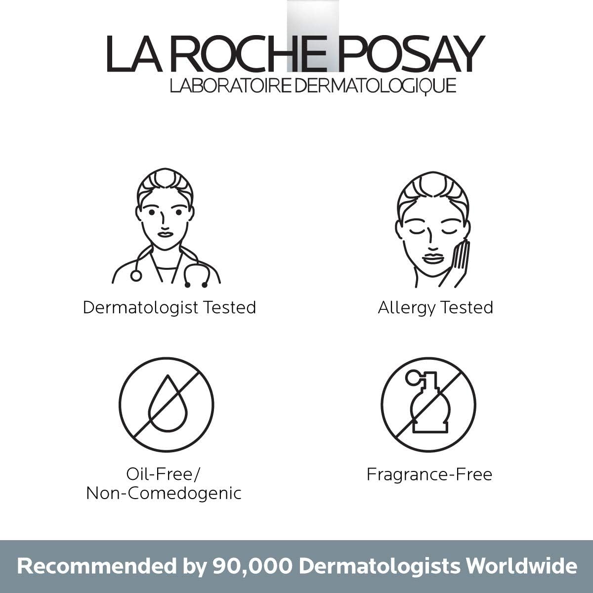 La Roche-Posay envase 0.5oz junto a mano para comparar tamaño práctico