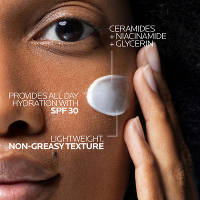 La Roche-Posay etiqueta del envase indicando SPF 30 y beneficios