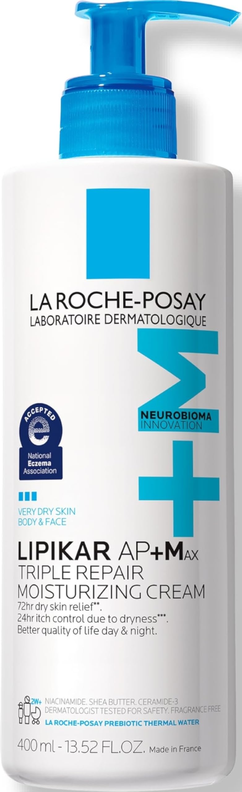 La Roche-Posay frasco delantero del producto mostrando tamaño y diseño útil