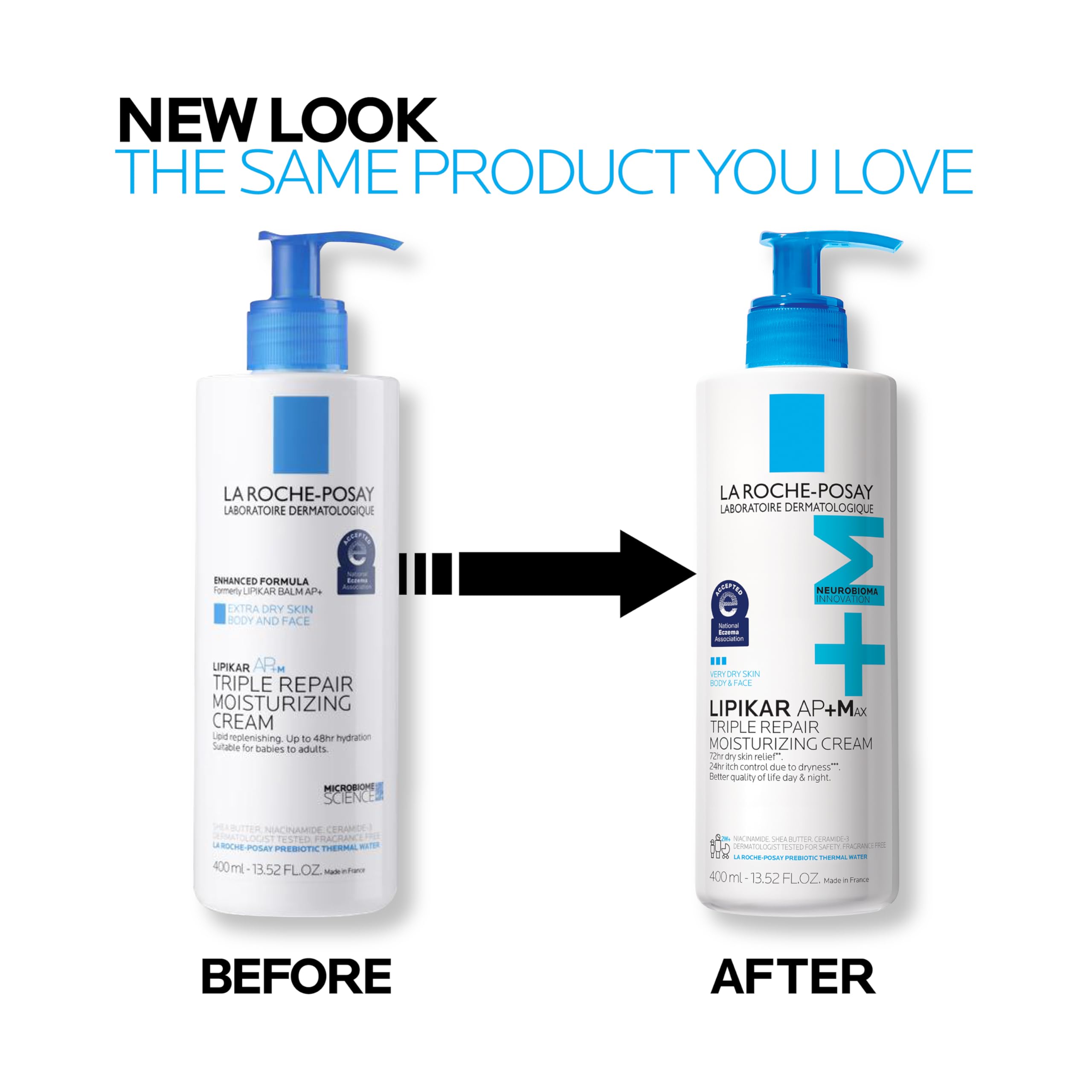 La Roche-Posay etiqueta con ingredientes destacando ceramidas y Neurobioma™ beneficios