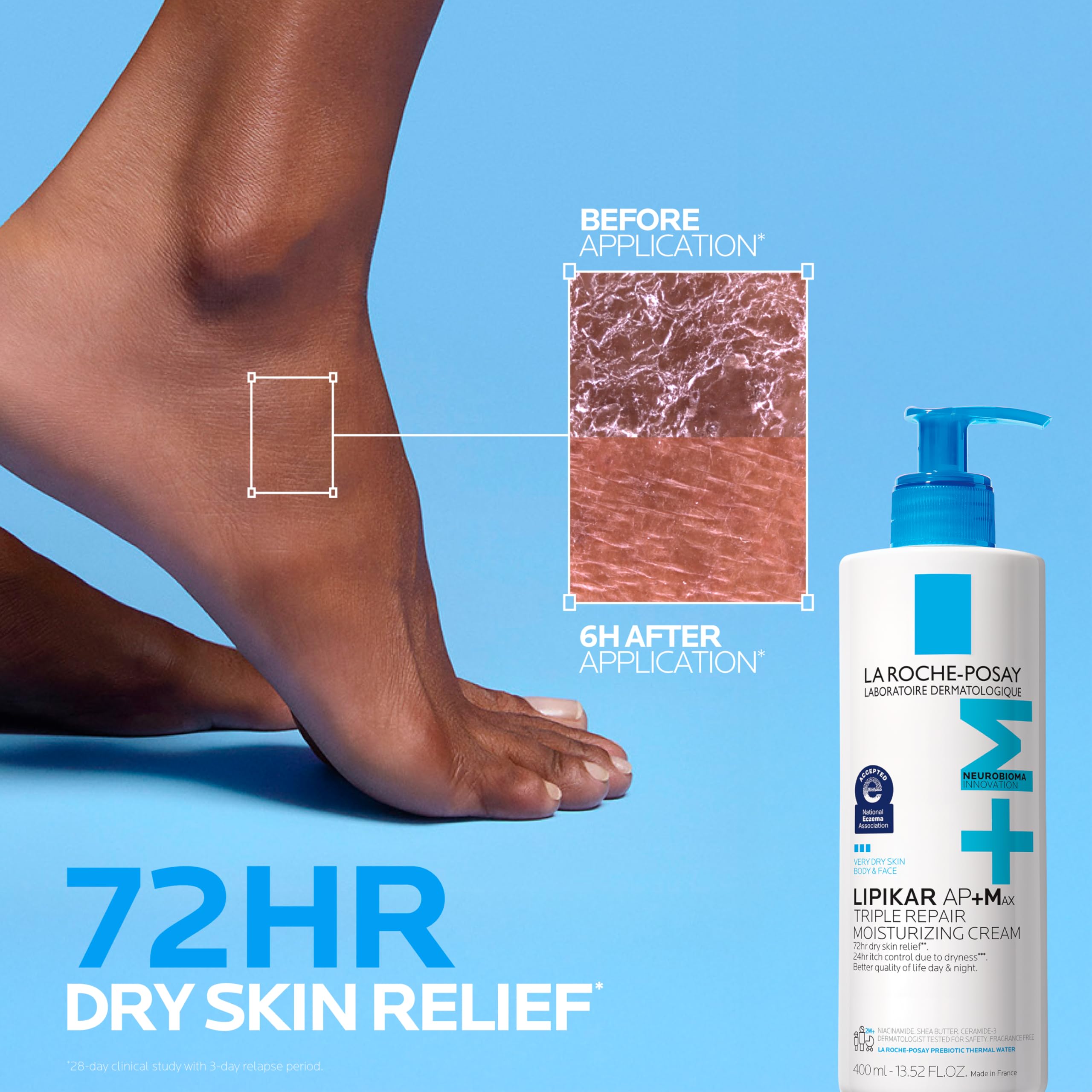 La Roche-Posay textura cremosa en primer plano que demuestra absorción rápida