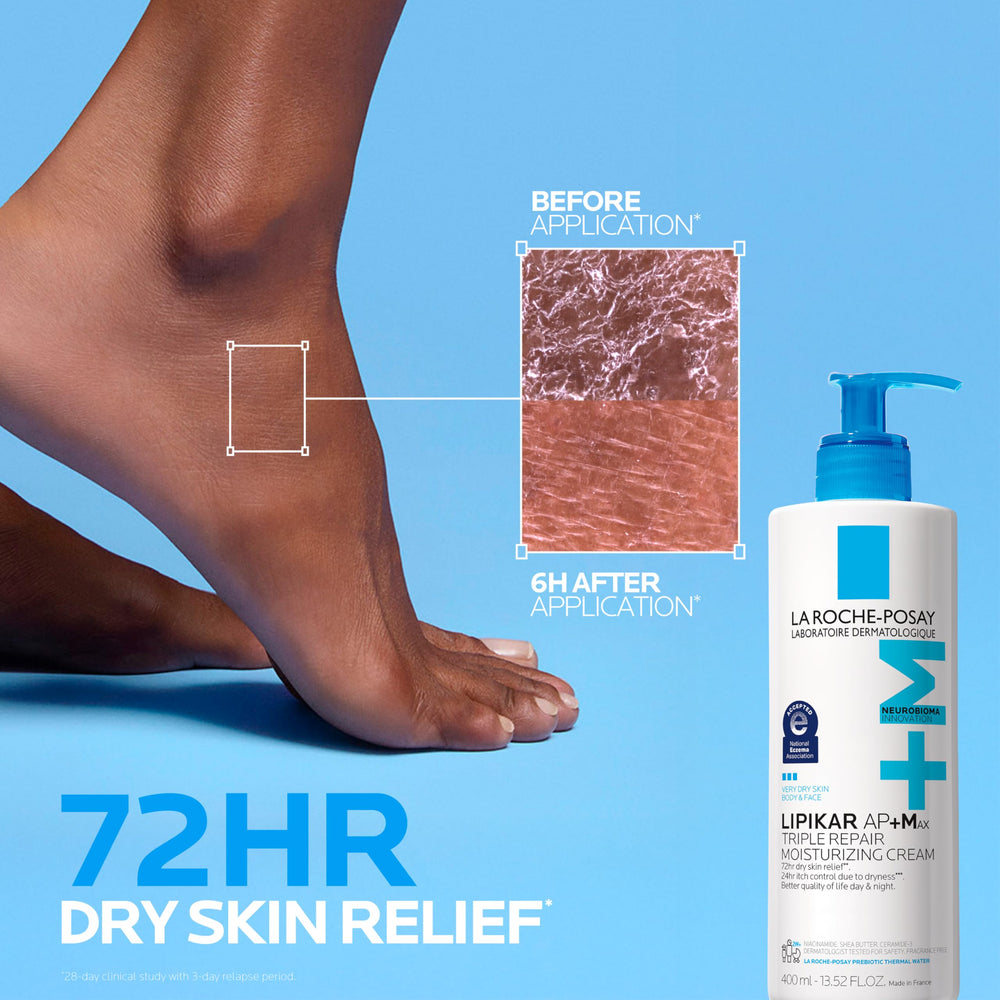 La Roche-Posay textura cremosa en primer plano que demuestra absorción rápida
