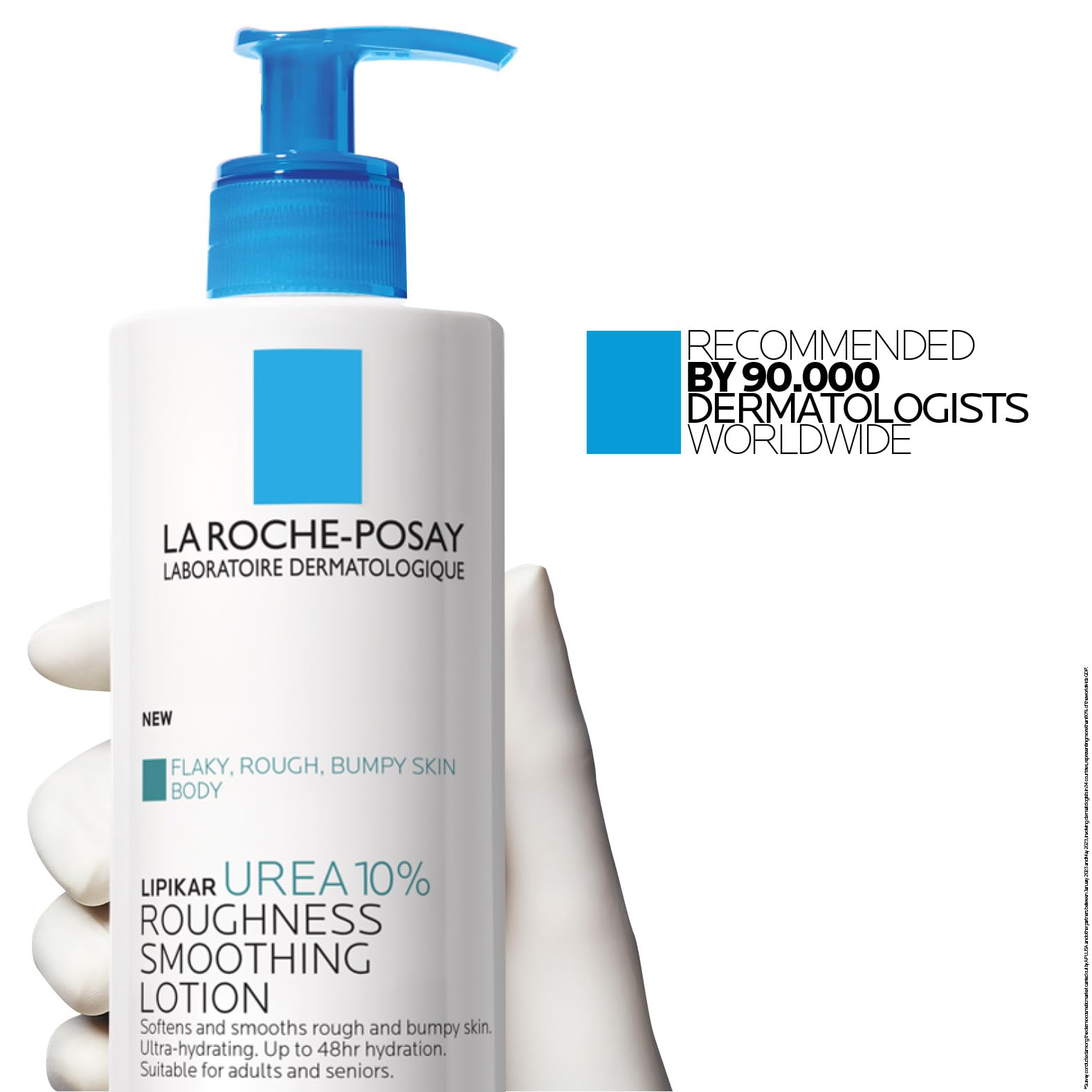 La Roche-Posay persona mayor aplicando loción, confort y cuidado para envejecimiento