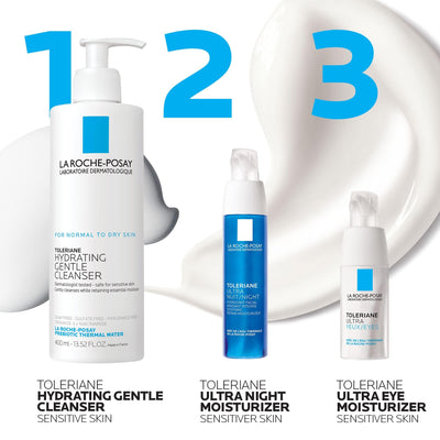 La Roche-Posay product in hand displays 1.35oz scale and travel-friendly size