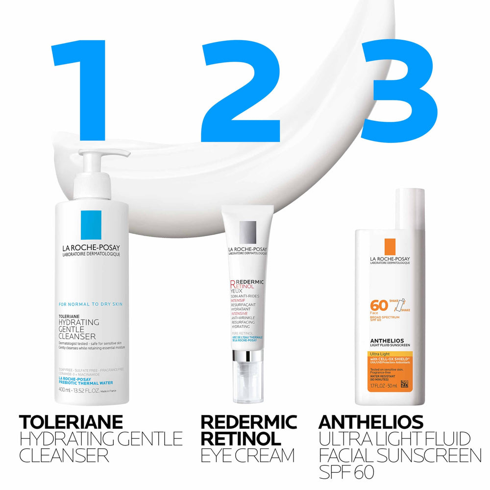 La Roche-Posay Redermic R comparación de tamaño en mano, muestra la porción de 15 ml