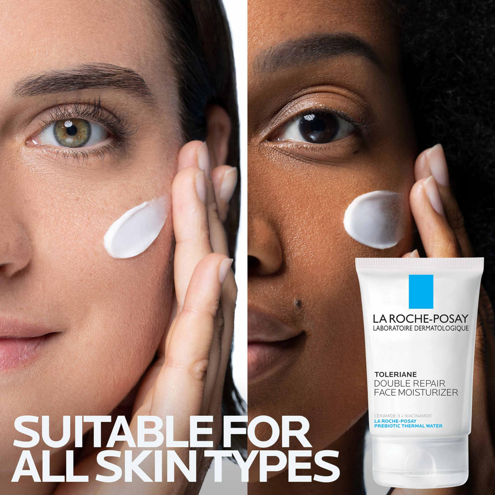 La Roche-Posay aplicación facial demostrando hidratación confortable