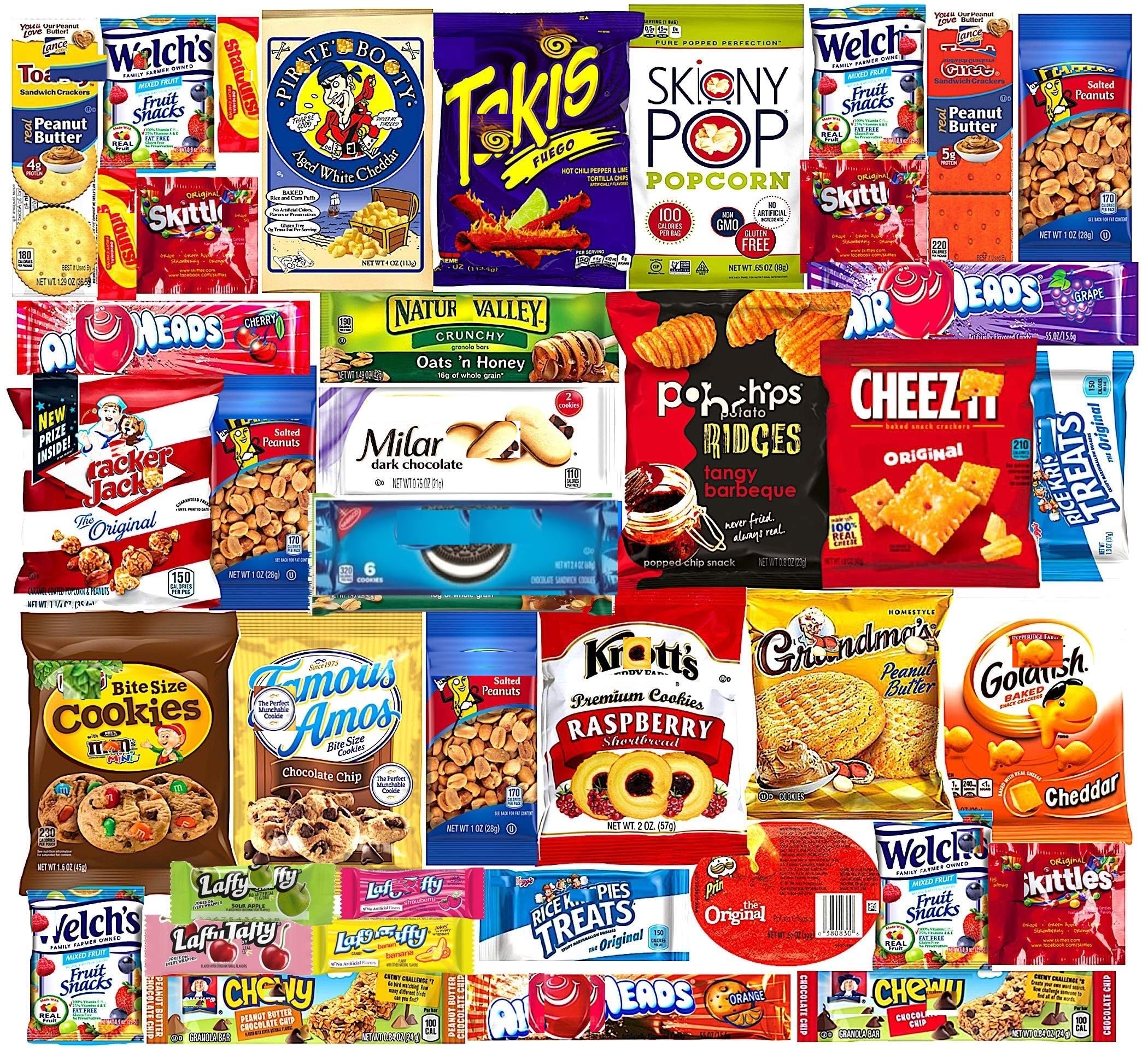 LA Signature vista interna con los 40 snacks surtidos y organizados