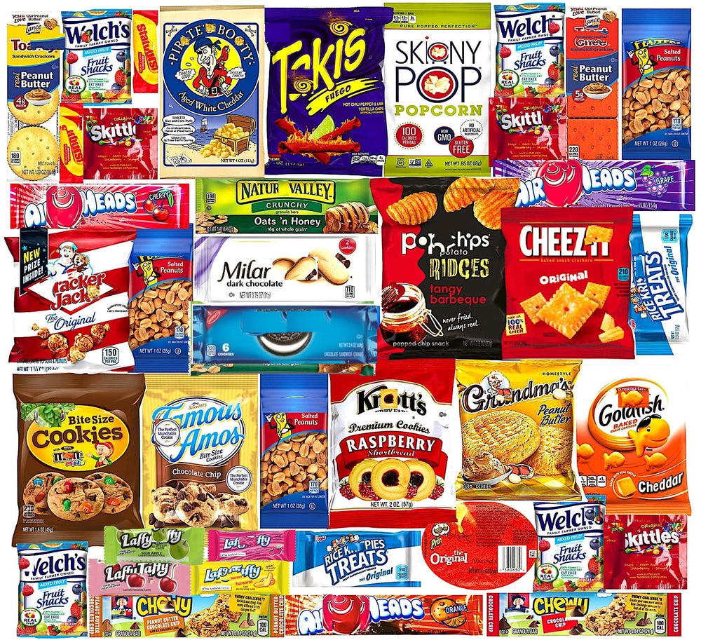 LA Signature vista interna con los 40 snacks surtidos y organizados