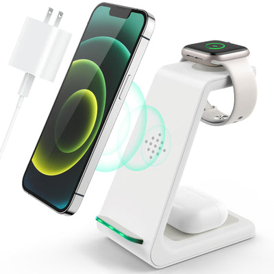 LABJOB front view of charging station showing three-device layout and tidy desk benefit