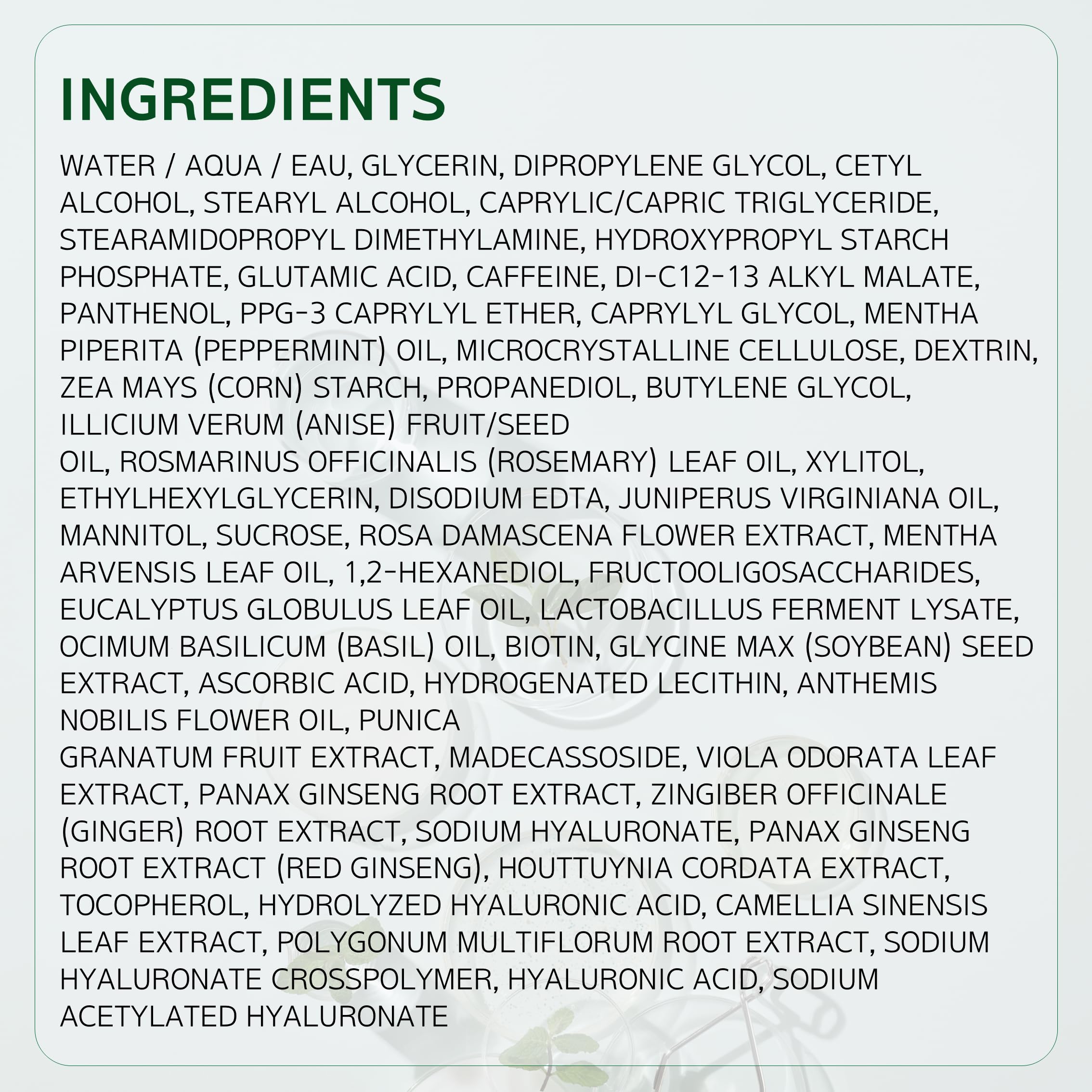 LABO-H etiqueta de ingredientes legible, transparencia sobre activos y seguridad